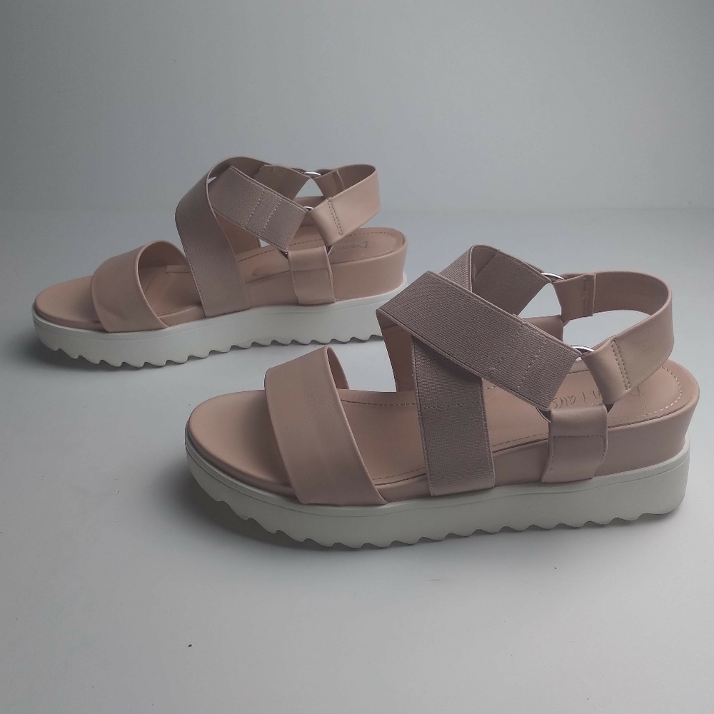 Dream Girl Nude open toe ankle strap  platform wedge samdals size 6